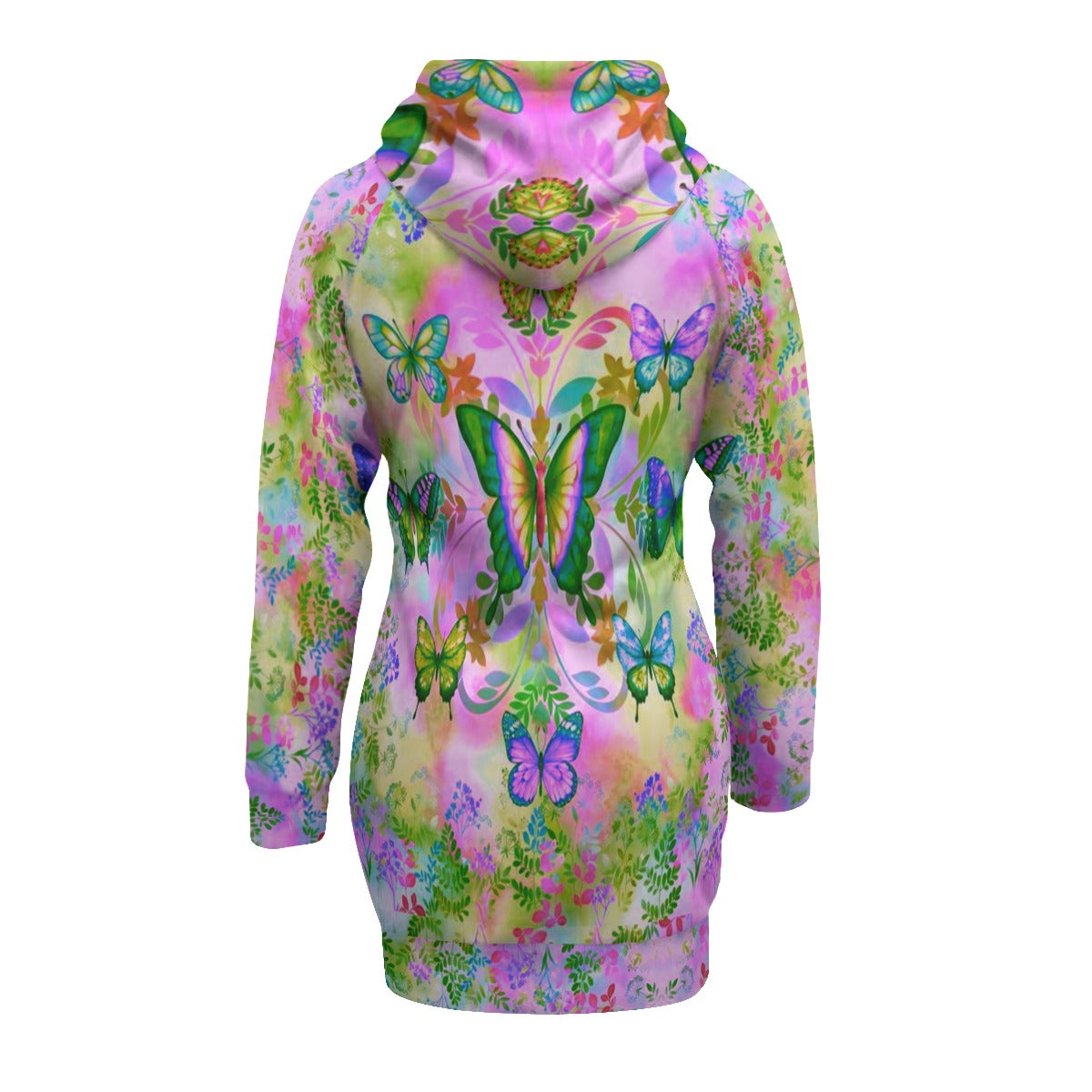 Women's Colorful Butterflies Pullover Hoodie With Raglan Sleeve