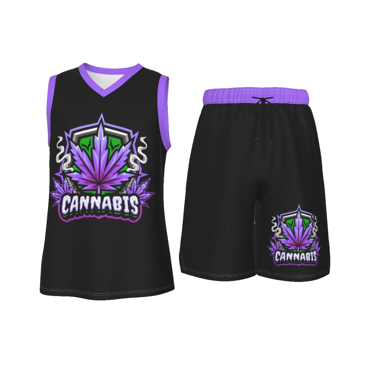 Stoners Only Cannabis Men's V Neck Basketball Suit