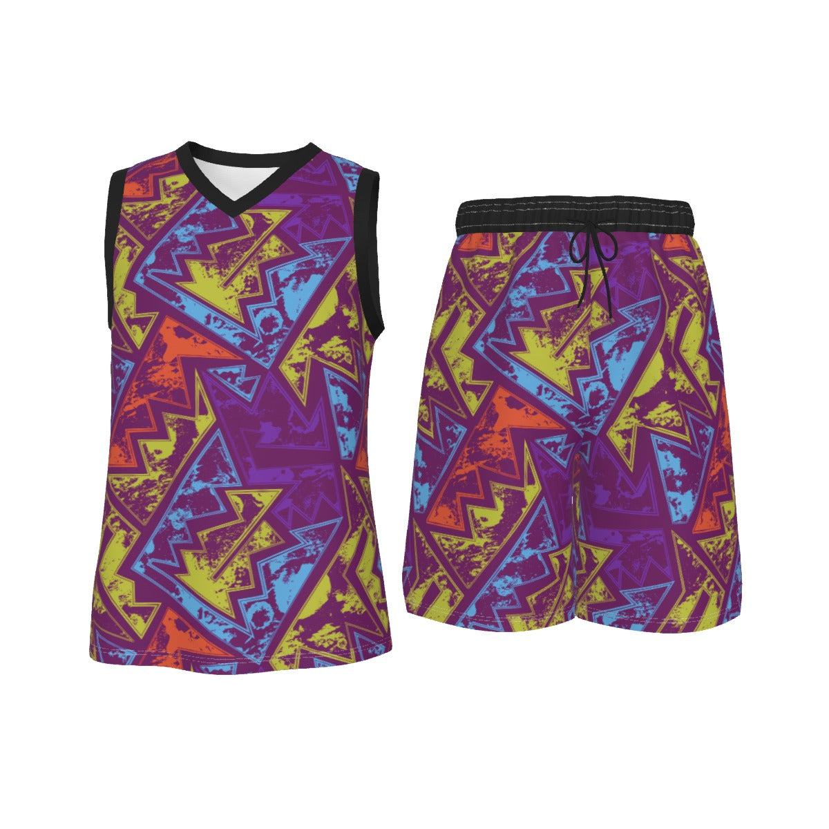 Abstract Men's V Neck Basketball Suit