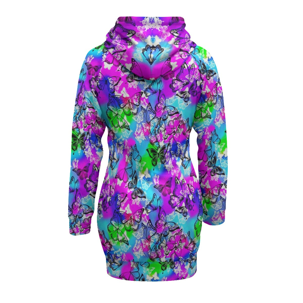 Women's Colorful Butterflies Pullover Hoodie With Raglan Sleeve