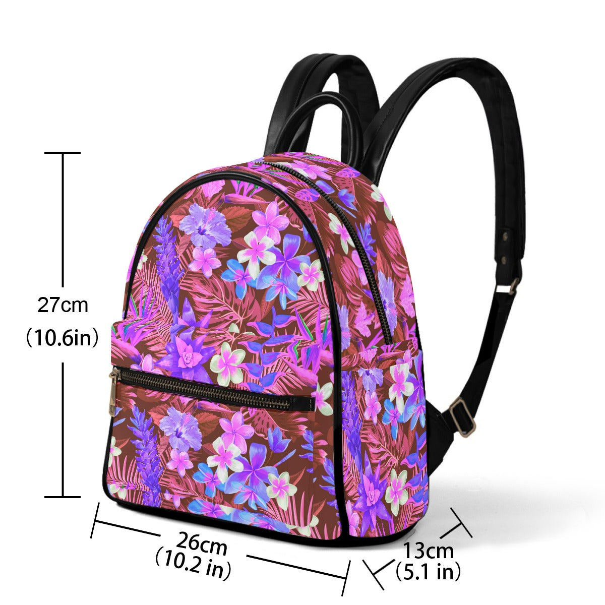 Tropical Flowers & Palm Leaves Small Size Backpack