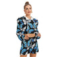 Blue & White Butterflies Women's Micro Fleece Hoodie And Shorts Set