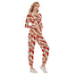 Cute Red Hearts Women's Crop Hoodie Sports Sets