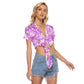 Pink & Green Swirls Women's Bandage Crop Top