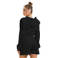 Blooming Light Blue Rose Women's Micro Fleece Hoodie And Shorts Set