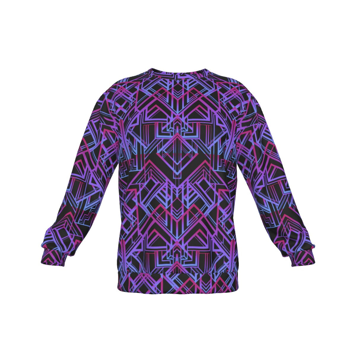 Colorful Abstract Geometric Men's Drop Shoulder Round Neck Long-Sleeved Sweatshirt