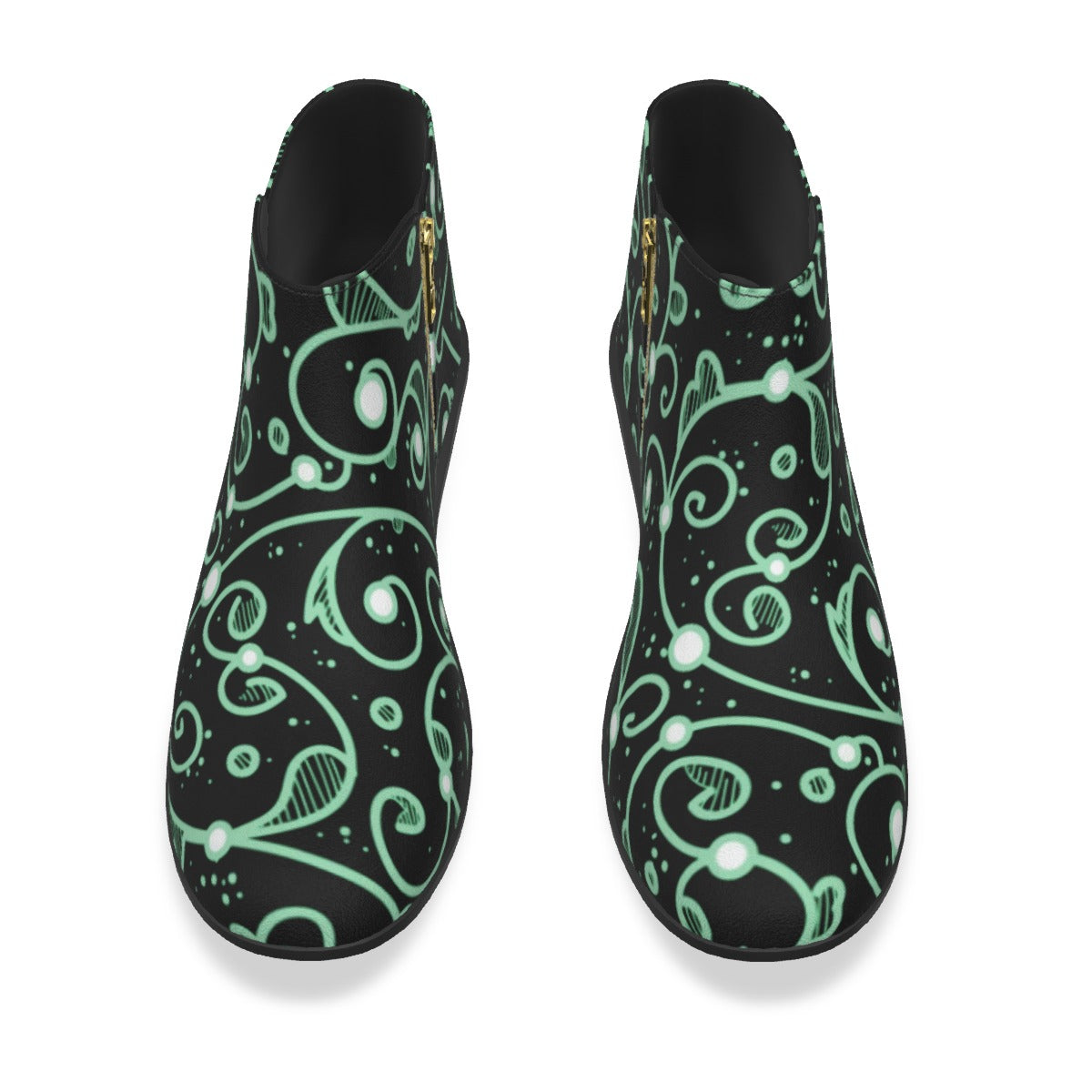 Black & Teal Swirls Men's Fashion Boots