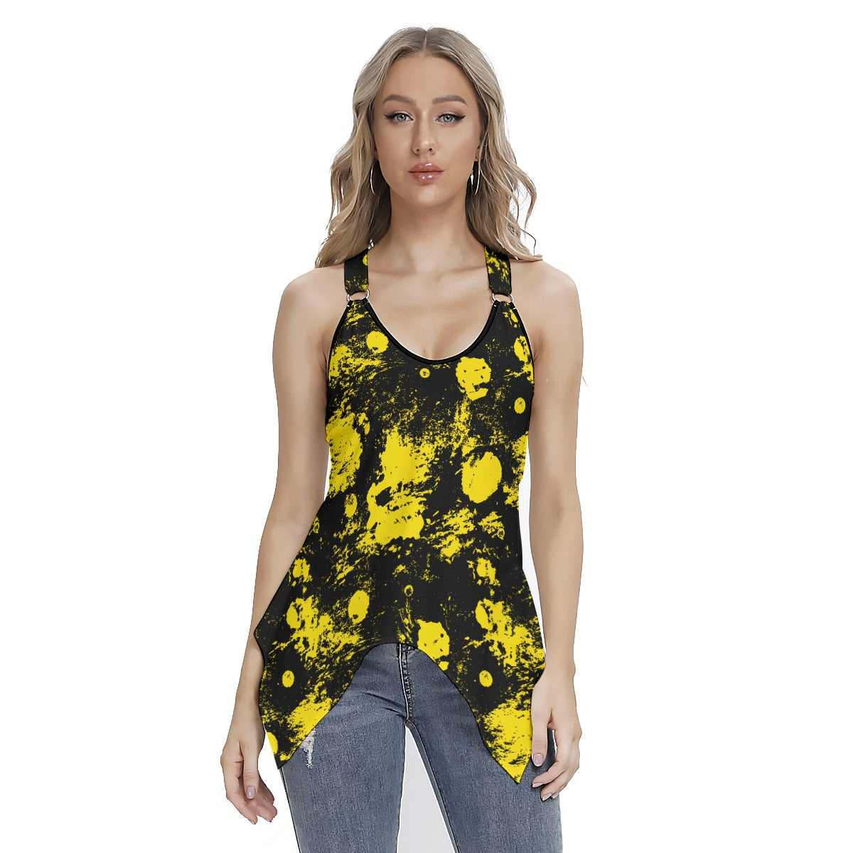 Yellow Spots Women's Skinny Sport Tank Top