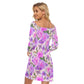 Garden Flowers Women's Off-shoulder Long Sleeve Dress