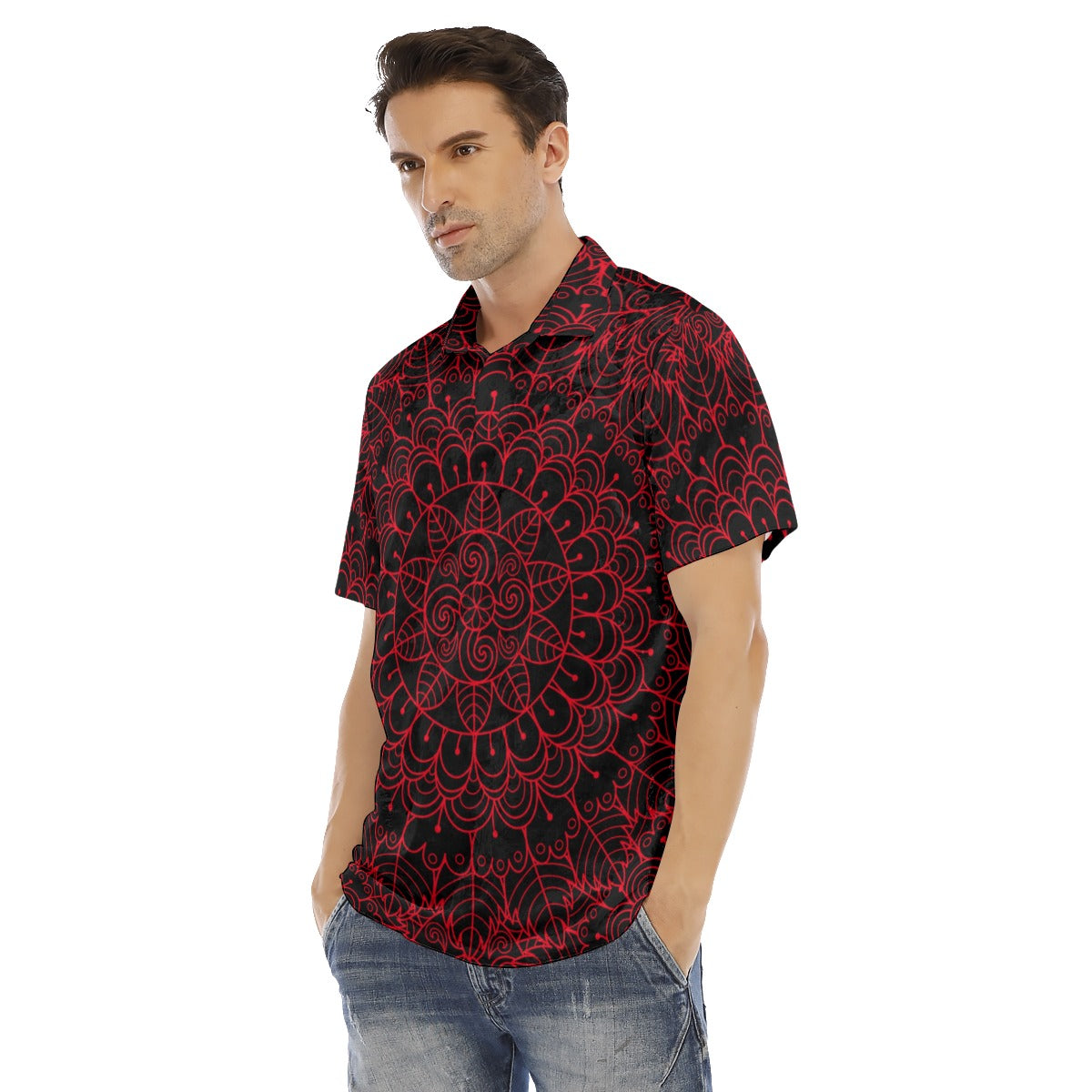 Black & Red Kingdom Men's Polo Shirt | Velvet