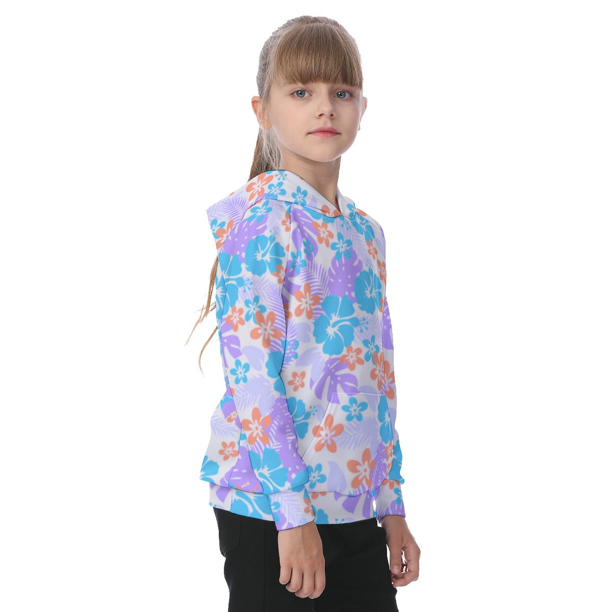 Tropical Hawaiian Flowers Kid's Raglan Pullover Hoodie