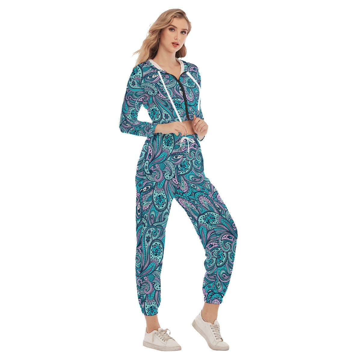 Beautiful Paisley Women's Crop Hoodie Sports Sets