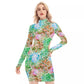 Colorful Flowers Waist Hollow Hip Dress