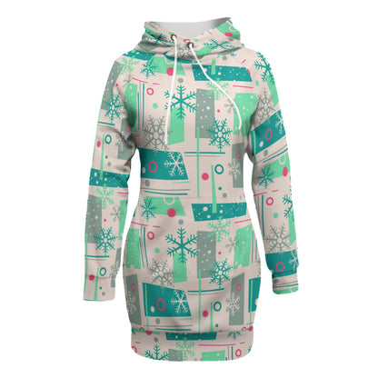 Abstract Snowflakes Women's Pullover Hoodie With Raglan Sleeve