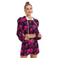 Pink Skulls Women's Micro Fleece Hoodie And Shorts Set