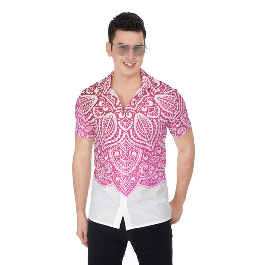 Beautiful Pink Flower Men's Button Up