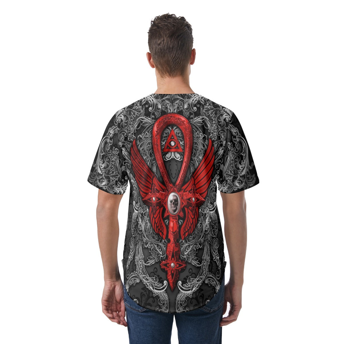 Men's Egyptian Ankh Short Sleeve Baseball Jersey