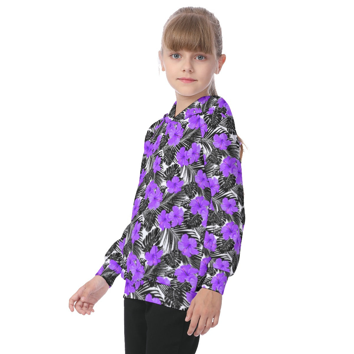 Tropic Flowers Kid's Raglan Pullover Hoodie