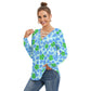 Tropical Flowers Women's Long Sleeve Neckline Tie Sweatshirt