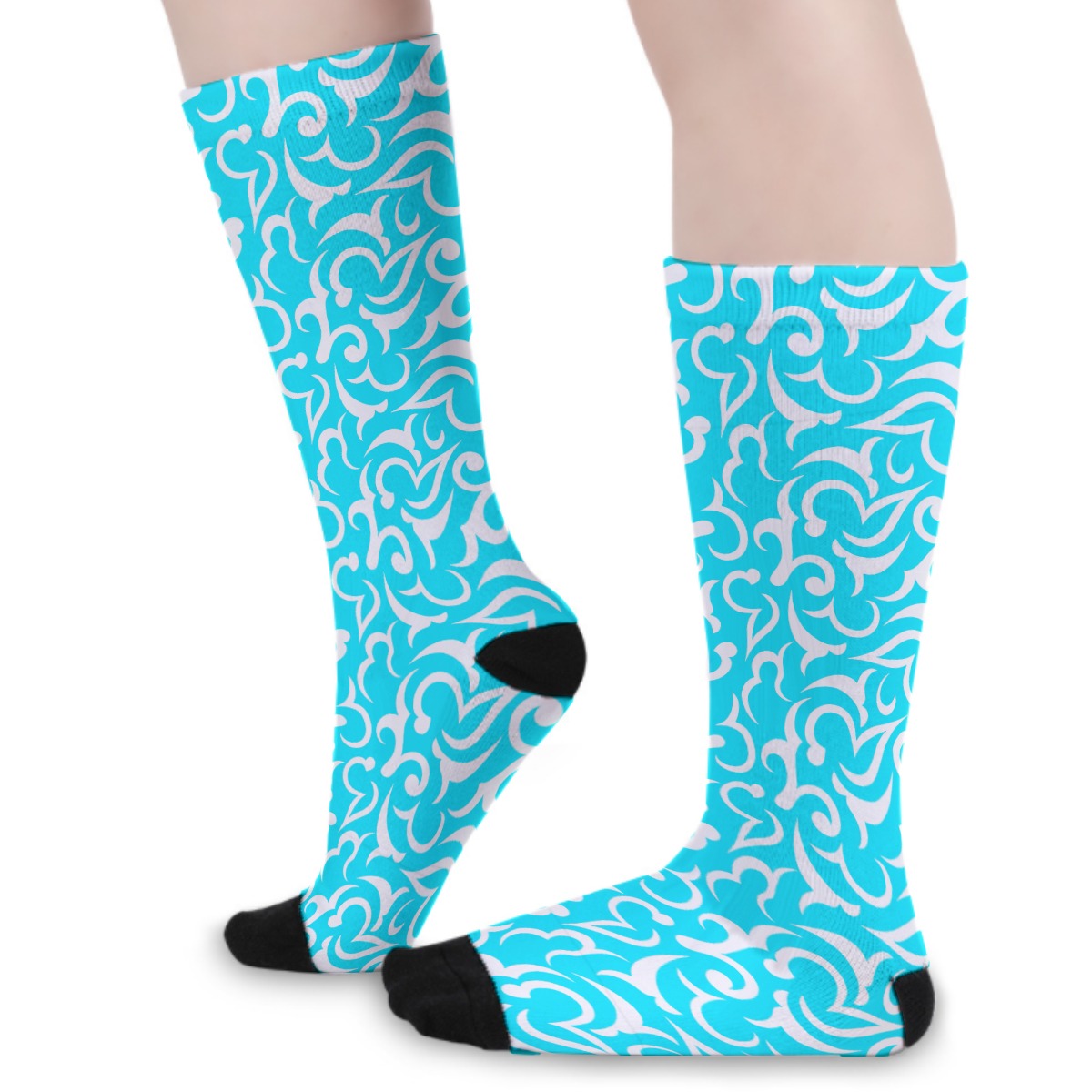 Royalty Made Teal & White Long Socks