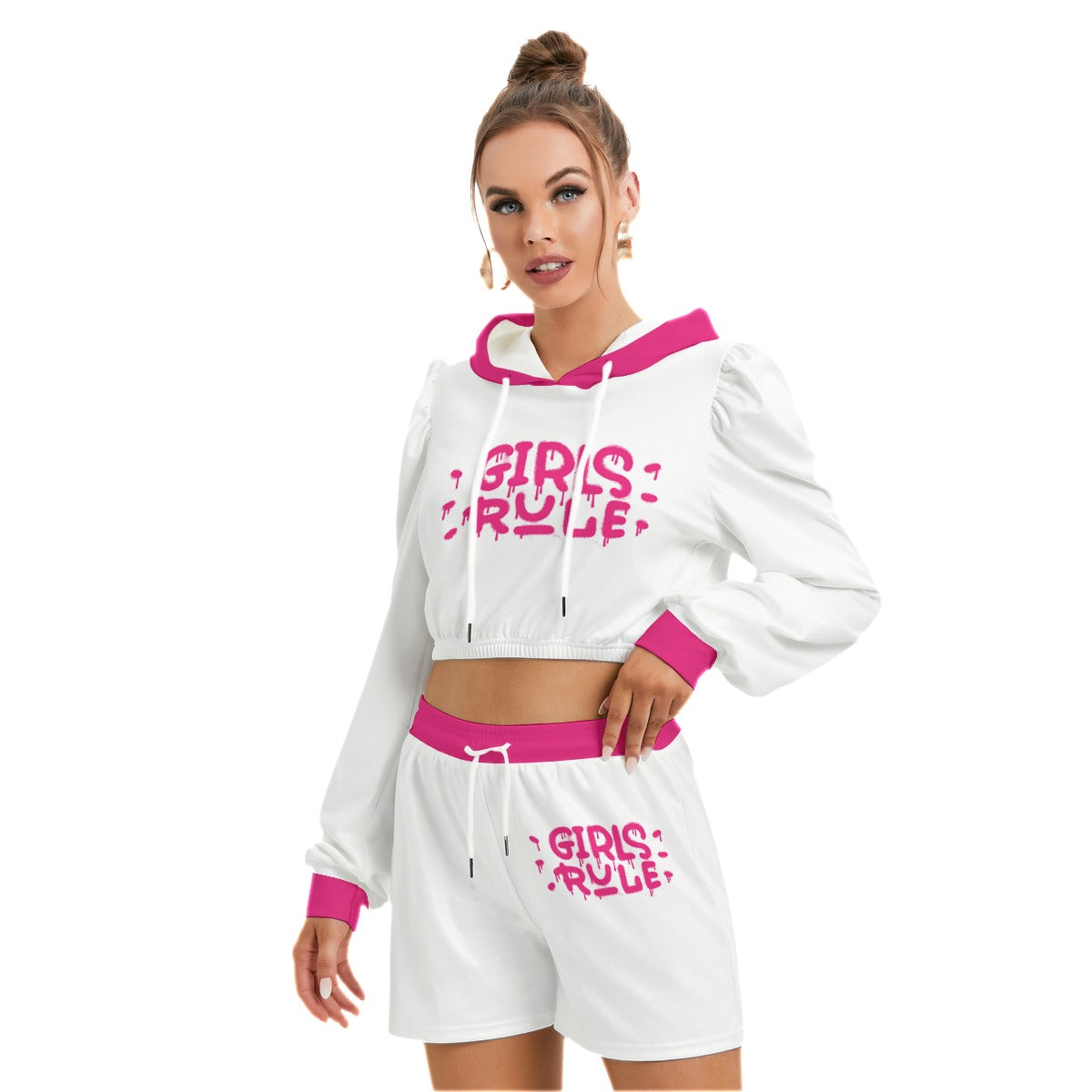 Girls Rule Women's Mirco Fleece Hoodie And Shorts Set