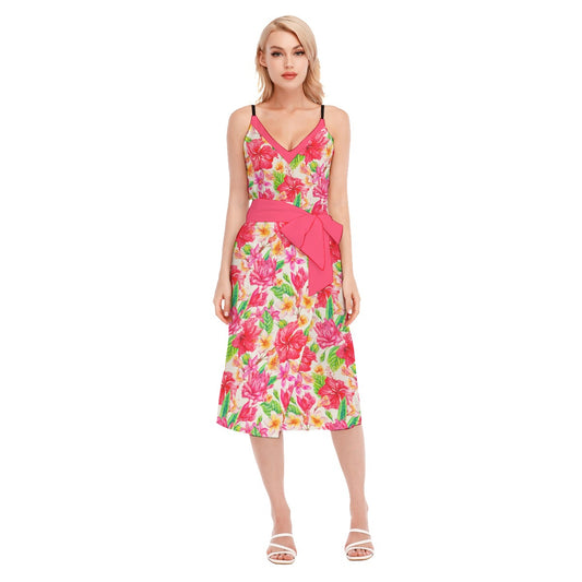 Her Tropical Women's V-neck Cami Dress With Waist Band