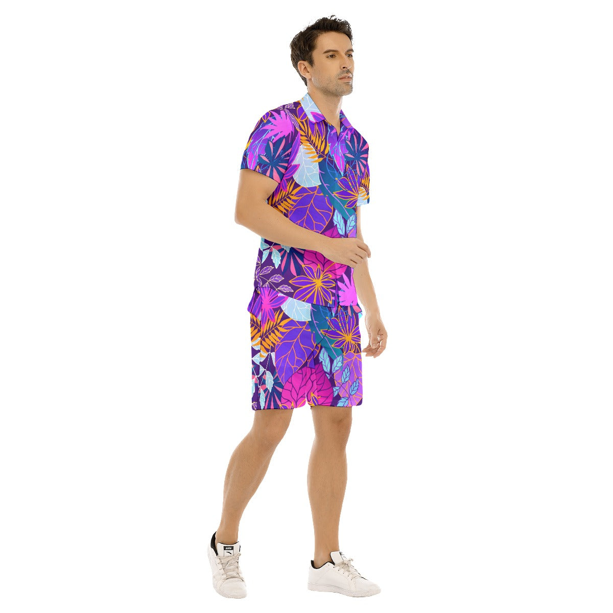 Neon Leaves Men's Short Sleeve Shirt Sets