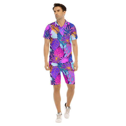 Neon Leaves Men's Short Sleeve Shirt Sets