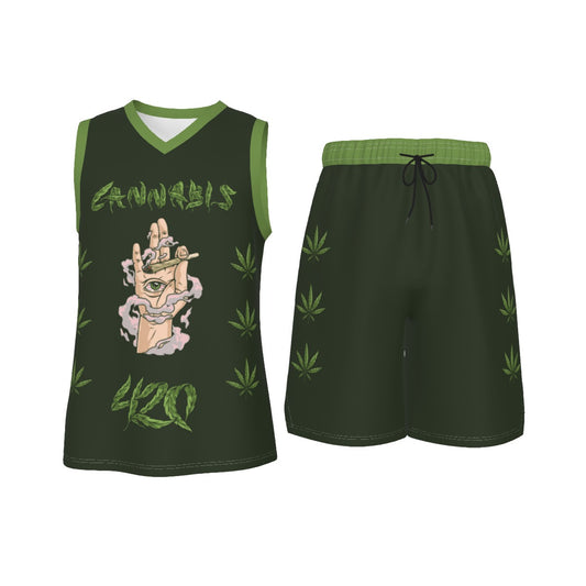 Men's 420 Stoners Only V Neck Basketball Suit