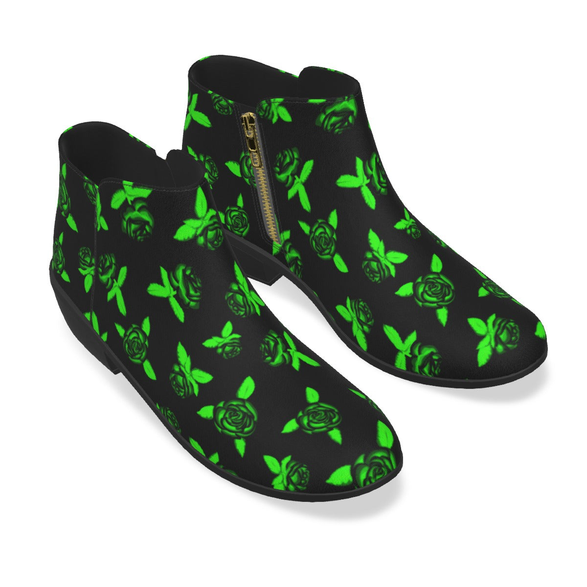 Black & Green Roses Men's Fashion Boots