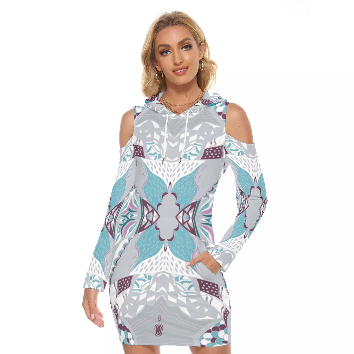 Beautiful Abstract Hooded Tight Dress