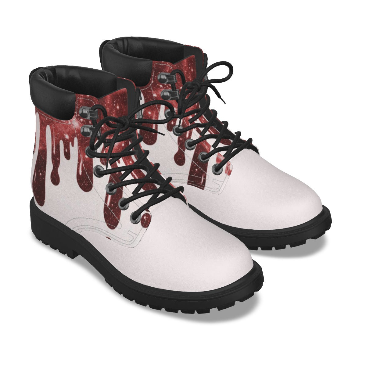 Drippy Red & White Women's Short Boots