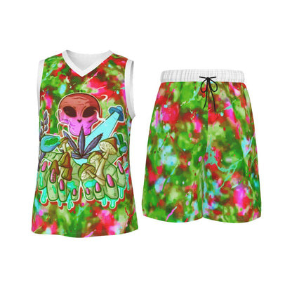 Psychedelic Men's V Neck Basketball Suit