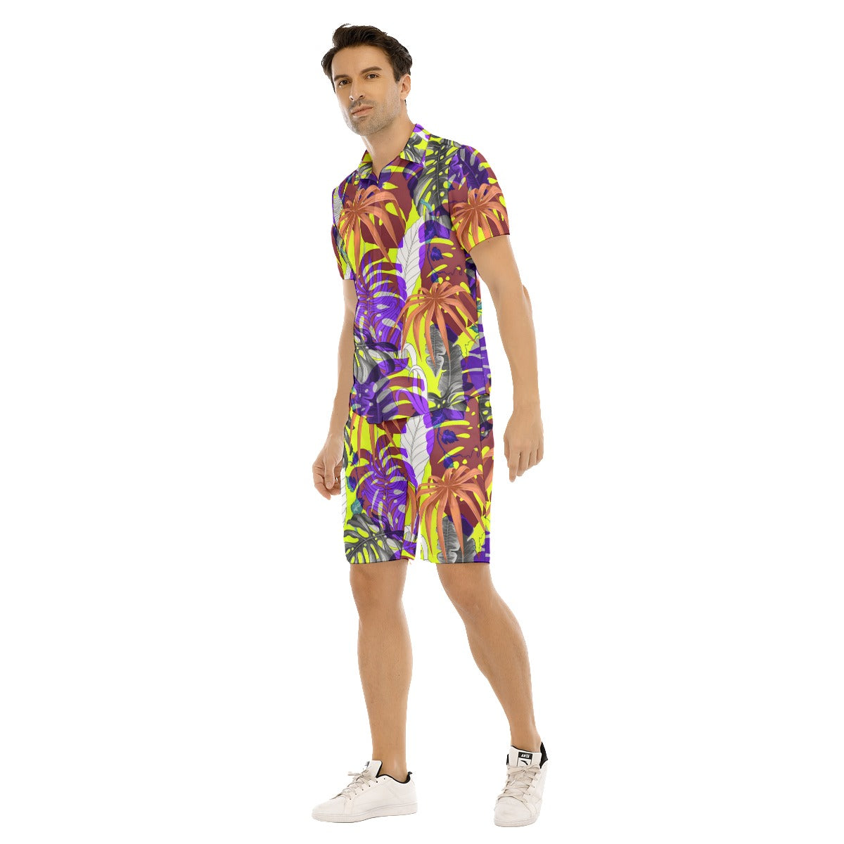 Tropical Leaves Men's Short Sleeve Shirt Sets