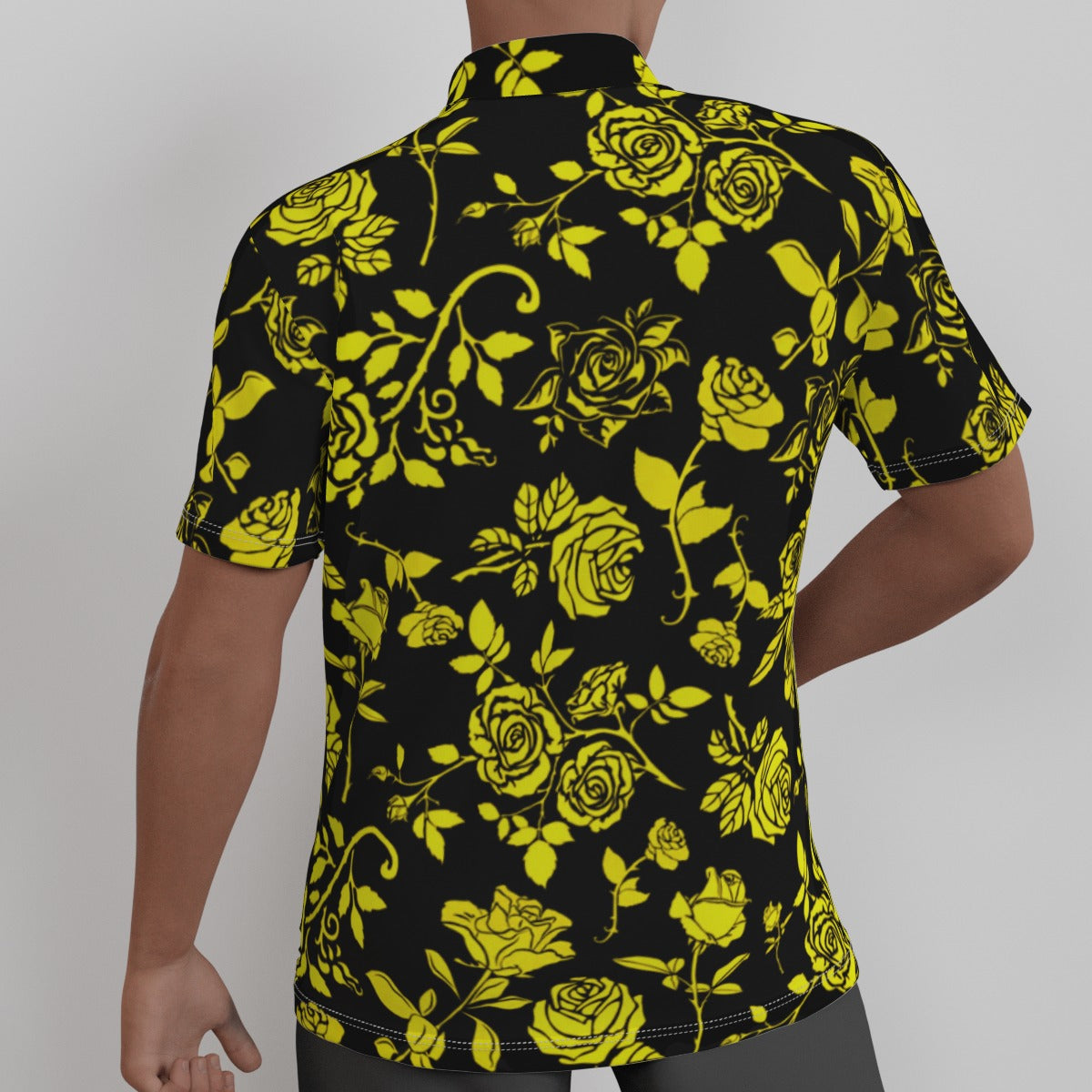 Yellow & Black Roses Men's Button Up