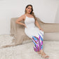 Women's Spring Flowers Oblique-Shoulder Exposure Dress With Side Split (Plus Size)