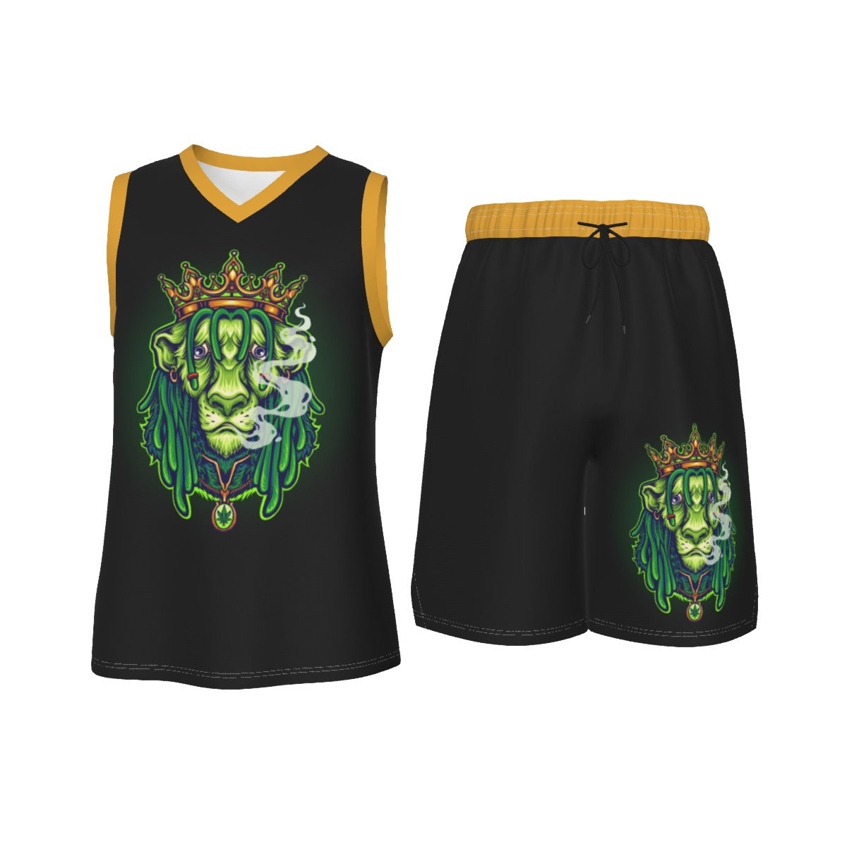 Stoners Only Lion King Men's V Neck Basketball Suit