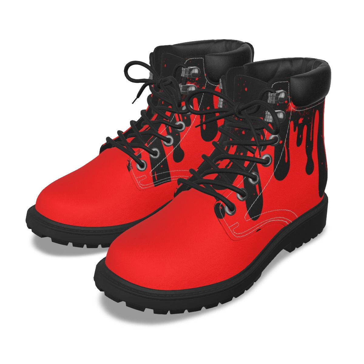 Drippy Black & Red Men's Short Boots