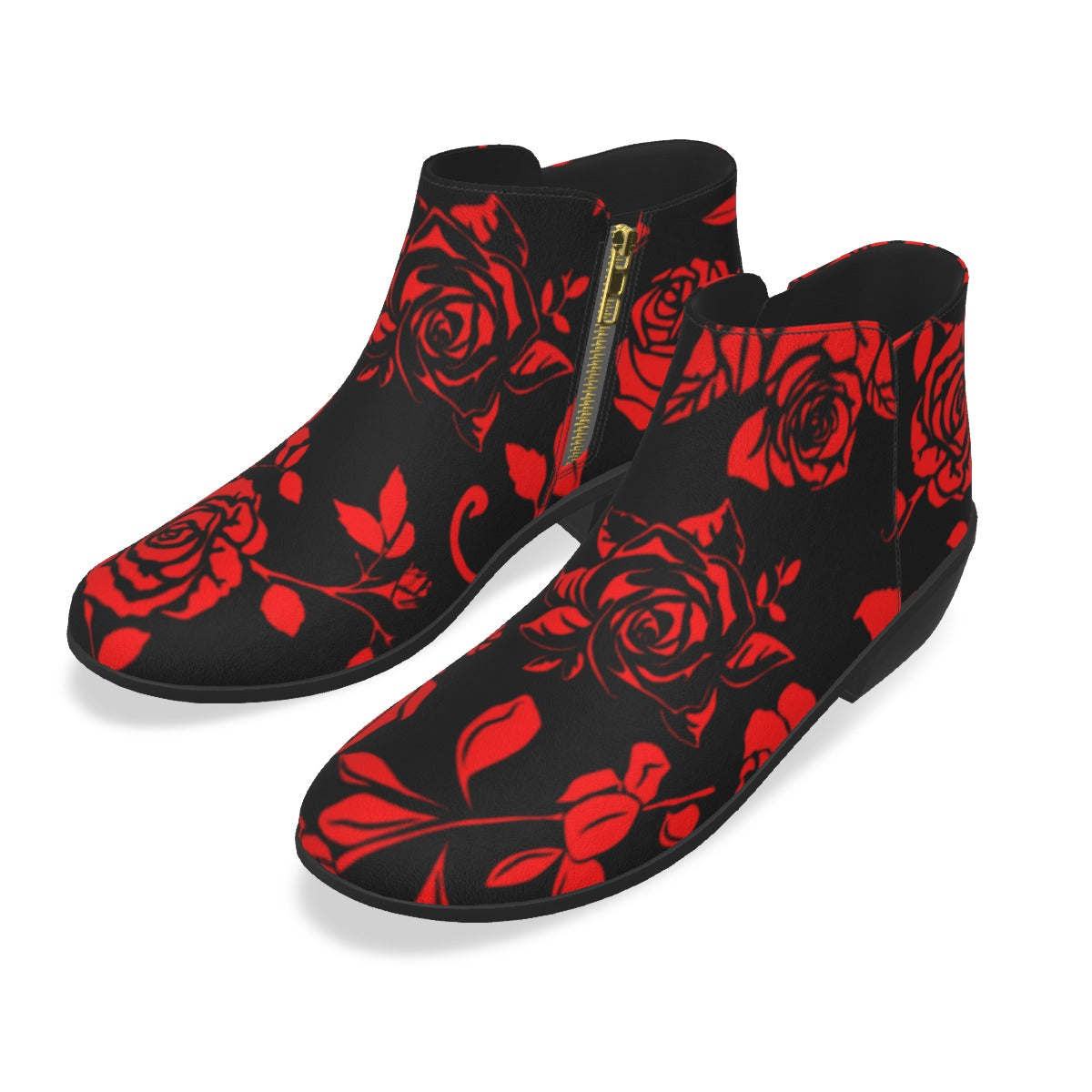 Red & Black Roses Men's Fashion Boots