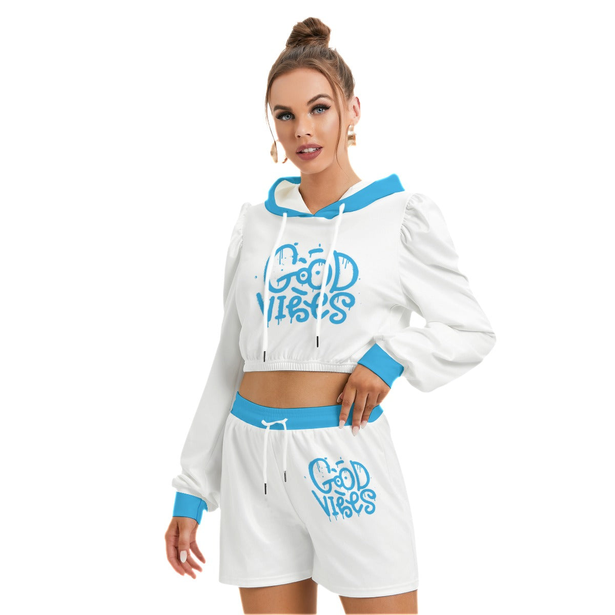 Good Vibes Women's Mirco Fleece Hoodie And Shorts Set