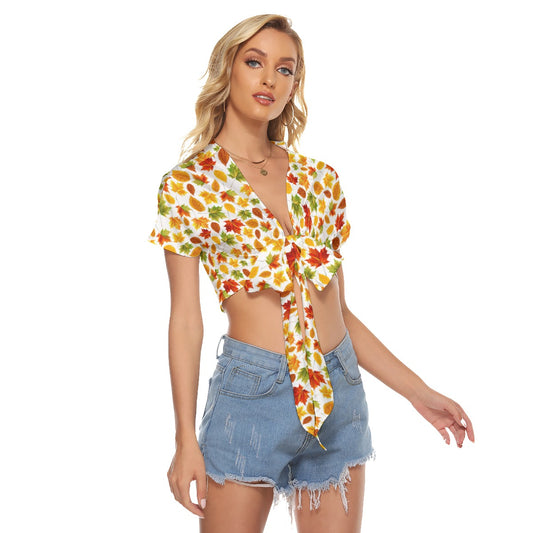 Colorful Autumn Leaves Women's Bandage Crop Top