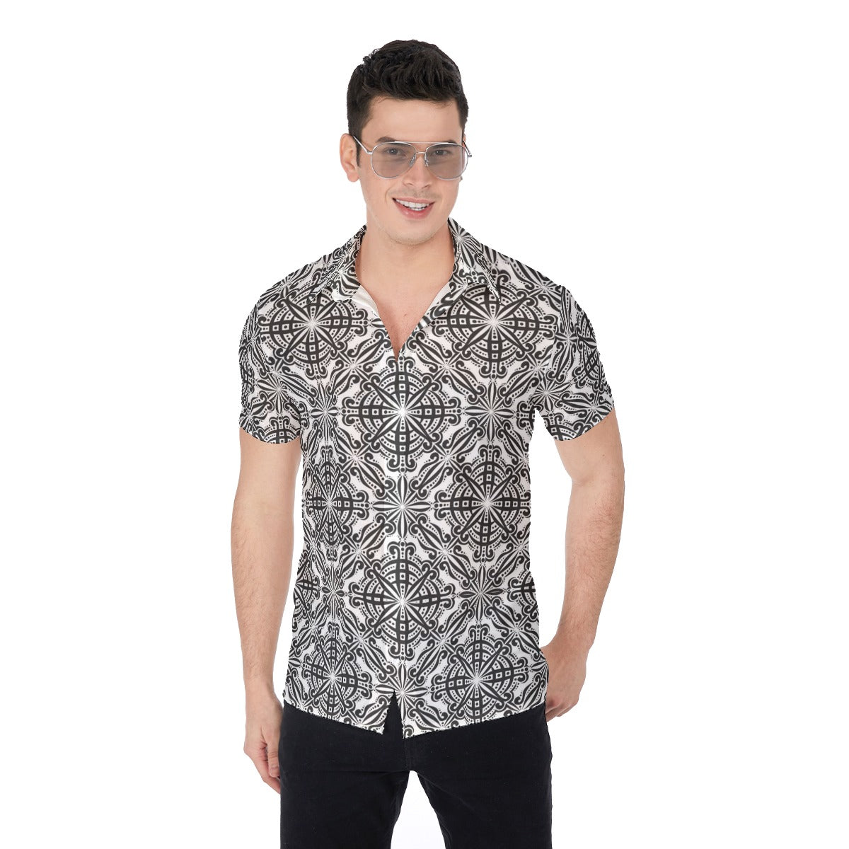 Made Royal Black & White Men's Button Up