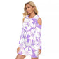 Purple & White Tropical Flowers Hooded Tight Dress