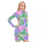 Colorful Flowers Waist Hollow Hip Dress