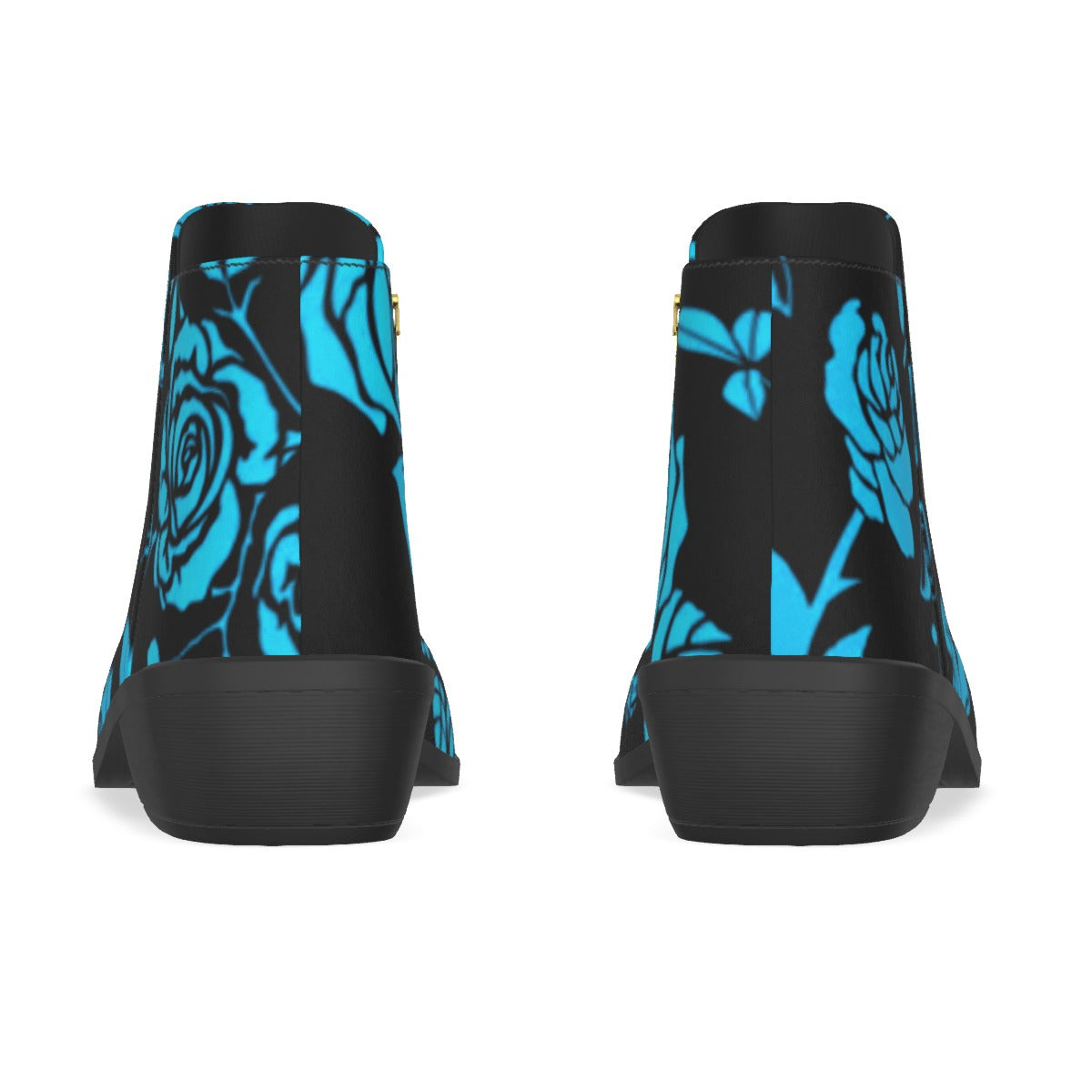 Teal & Black Roses Men's Fashion Boots