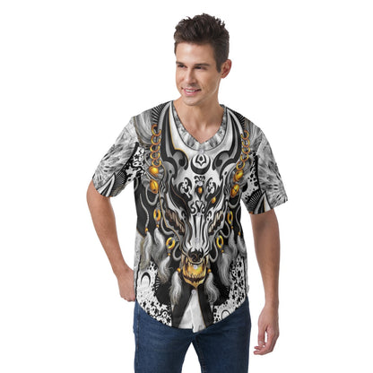 Men's Chinese Wolf Short Sleeve Baseball Jersey