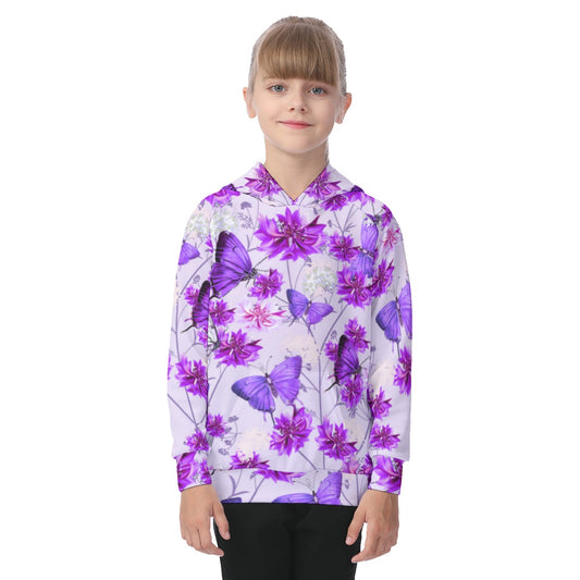 Beautiful Cornflowers and Butterflies Kid's Raglan Pullover Hoodie