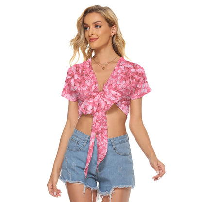 Pink Flower Peddles Women's Bandage Crop Top