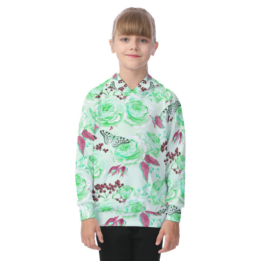 Beautiful Roses and Butterflies Kid's Raglan Pullover Hoodie