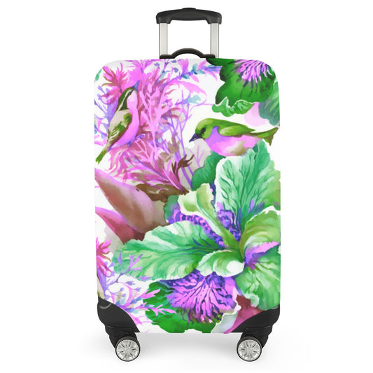 Watercolor Style Colorful Flowers & Birds Luggage Cover (With Belt)